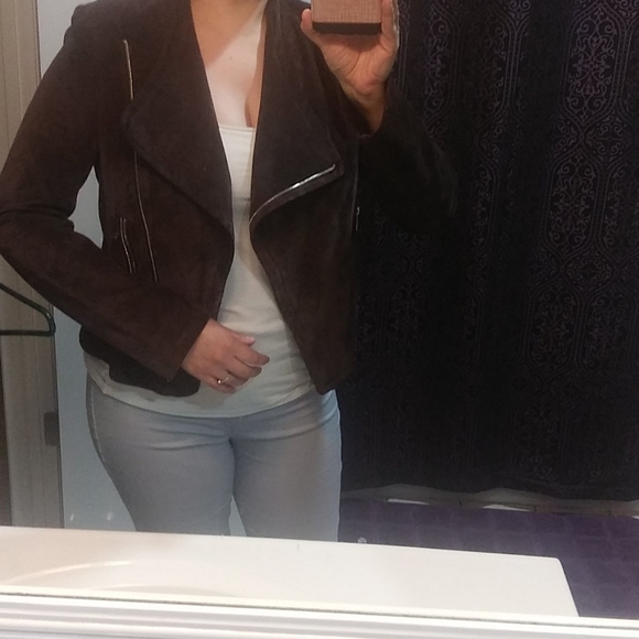 SOLD Neiman Marcus moto suede jacket - Picture 3 of 3